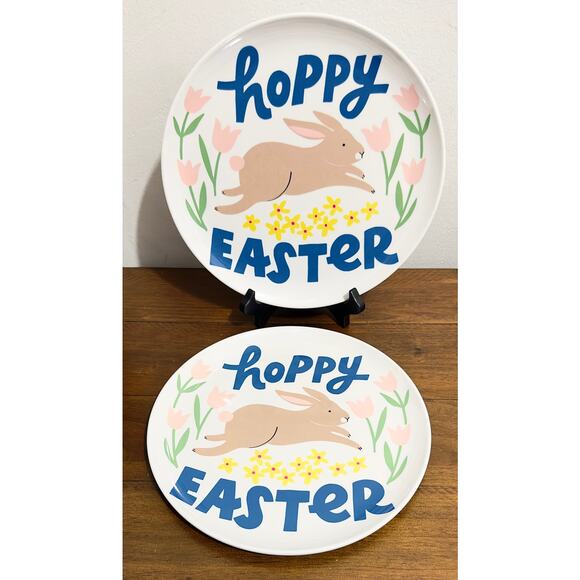 NWT: Room Essentials - Hoppy Easter, Melamine Dinner Plates, Set of 2, 10 inch - Picture 1 of 5